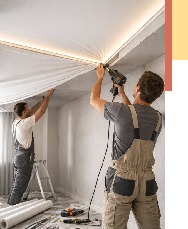 Монтаж натяжного потолка с подсветкой в Советской Гавани от 987 руб. | ОТДЕЛОЧНИК-Свс