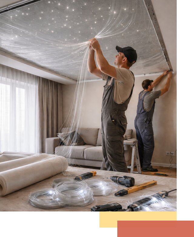 Монтаж натяжного потолка «Звездное небо» в Советской Гавани