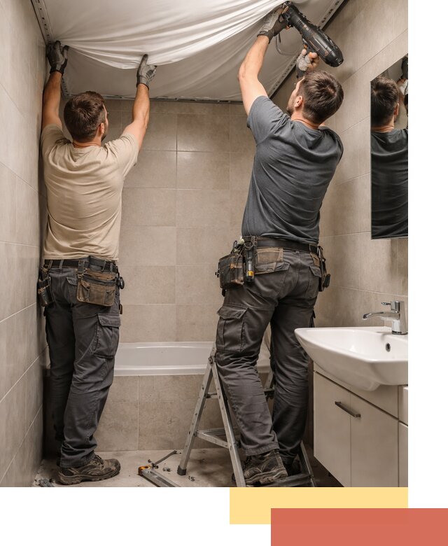 Монтаж натяжного потолка в ванной в Советской Гавани быстро и качественно