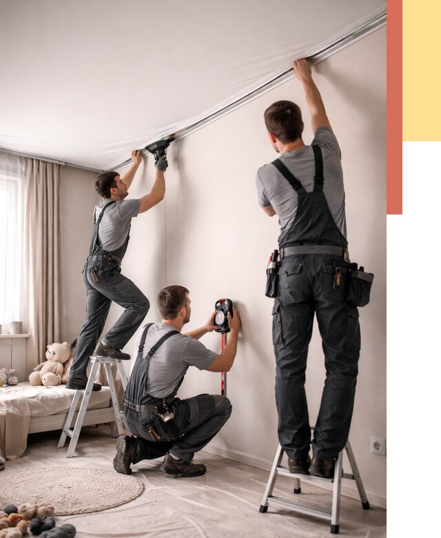 Монтаж натяжного потолка в детской в Советской Гавани от 3636 руб. — быстро и недорого | ОТДЕЛОЧНИК-Свс