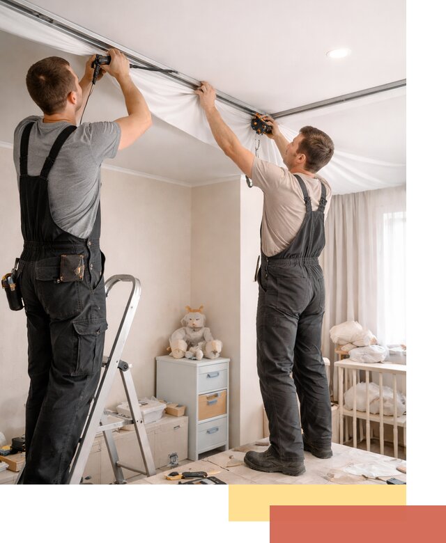 Монтаж натяжного потолка в детской комнате в Советской Гавани