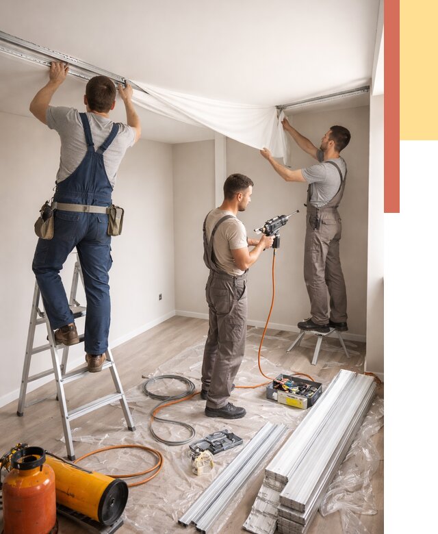 Монтаж натяжного потолка в студии в Советской Гавани от 5714 руб. — быстро и недорого | ОТДЕЛОЧНИК-Свс