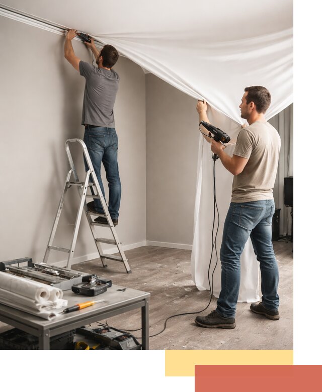 Монтаж натяжного потолка в студии в Советской Гавани