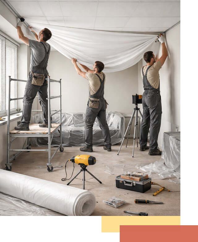 Монтаж натяжного потолка в офисе в Советской Гавани