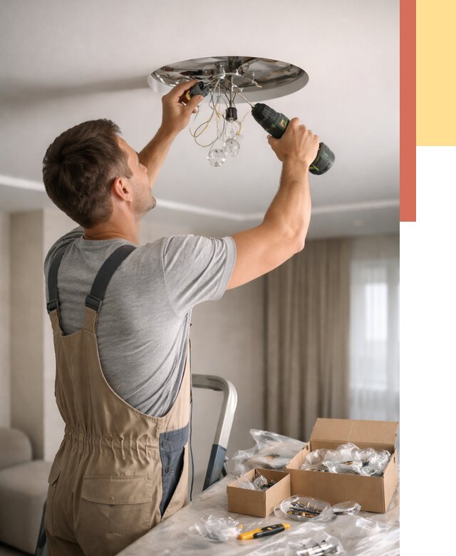 Установка люстры в натяжной потолок в Советской Гавани от 1247 руб. | Быстро и недорого — ОТДЕЛОЧНИК-Свс