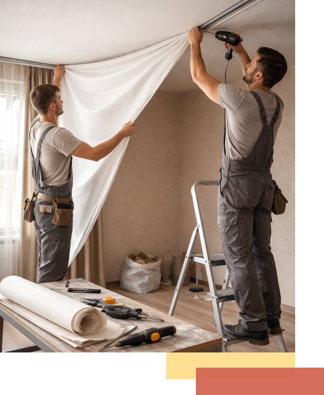 Замена полотна натяжного потолка в Советской Гавани быстро и качественно