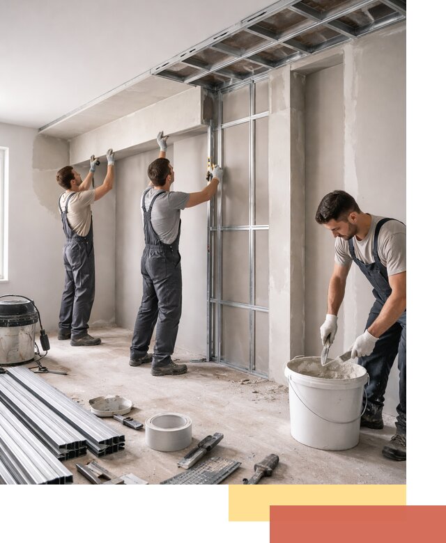 Монтаж потолка из гипсокартона с нишей в Советской Гавани