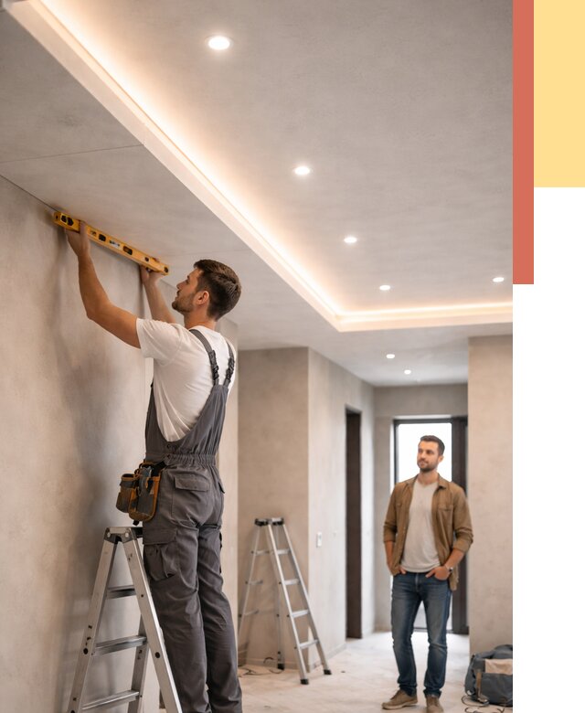 Потолок из гипсокартона с подсветкой в Советской Гавани от 779 руб./м2 под ключ | ОТДЕЛОЧНИК-Свс