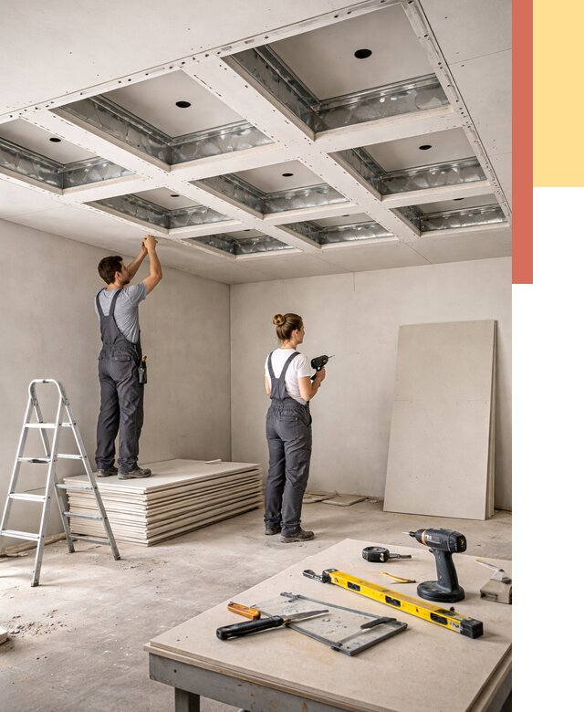 Кессонный потолок из гипсокартона в Советской Гавани от 1922 руб. — монтаж и под ключ | ОТДЕЛОЧНИК-Свс