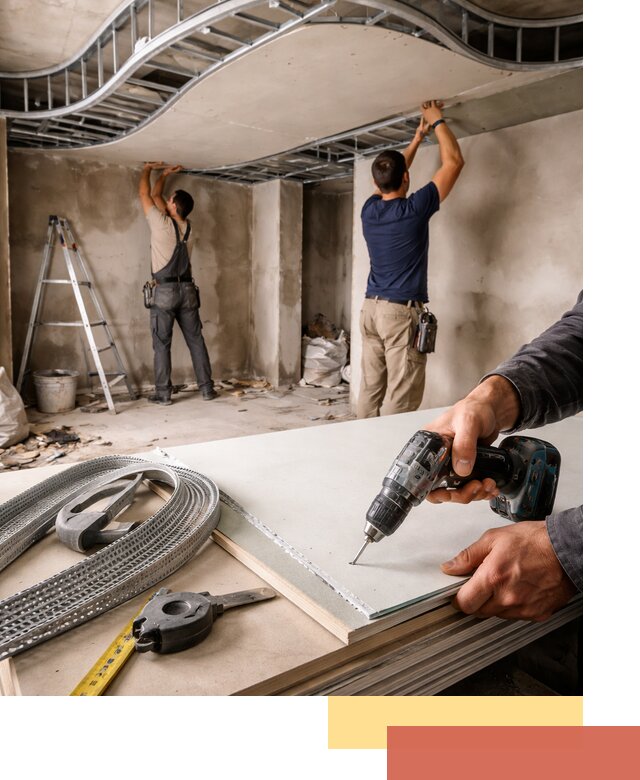 Криволинейный потолок из гипсокартона в Советской Гавани — монтаж и отделка