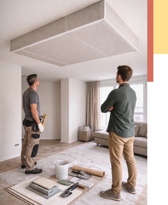 Короб на потолке из гипсокартона в Советской Гавани от 2286 руб. — монтаж и услуги под ключ | ОТДЕЛОЧНИК-Свс