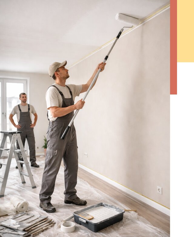 Покраска потолка из гипсокартона в Советской Гавани от 4675 руб./м2 — услуги под ключ | ОТДЕЛОЧНИК-Свс