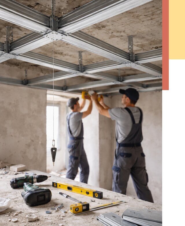 Монтаж каркаса потолка из профиля в Советской Гавани от 4675 руб. — услуги ОТДЕЛОЧНИК-Свс