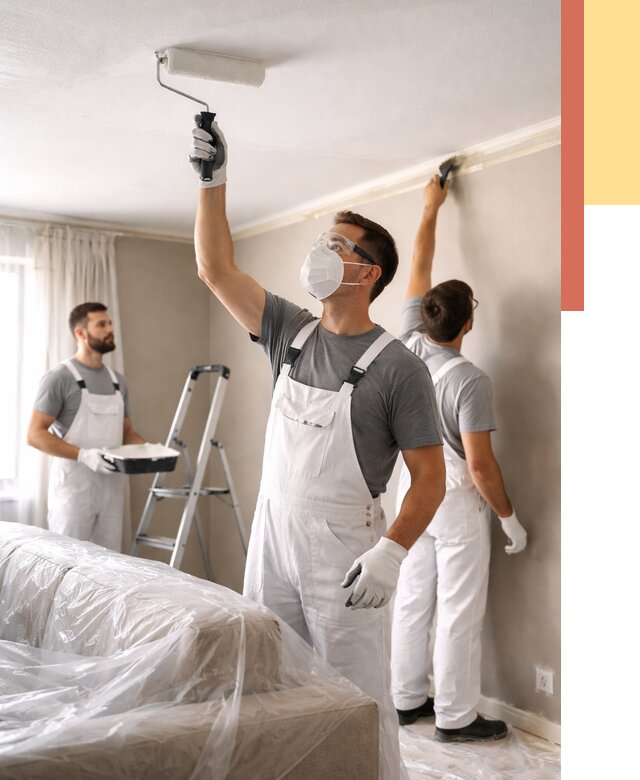 Покраска потолка водоэмельсионной краской в Советской Гавани от 2286 руб/м² — услуги под ключ | ОТДЕЛОЧНИК-Свс