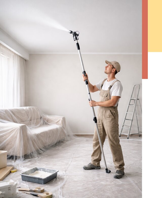 Покраска потолка краскопультом в Советской Гавани от 4675 руб. быстро и недорого | ОТДЕЛОЧНИК-Свс