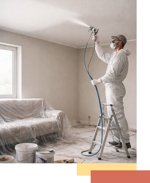 Покраска потолка краскопультом в Советской Гавани быстро и качественно